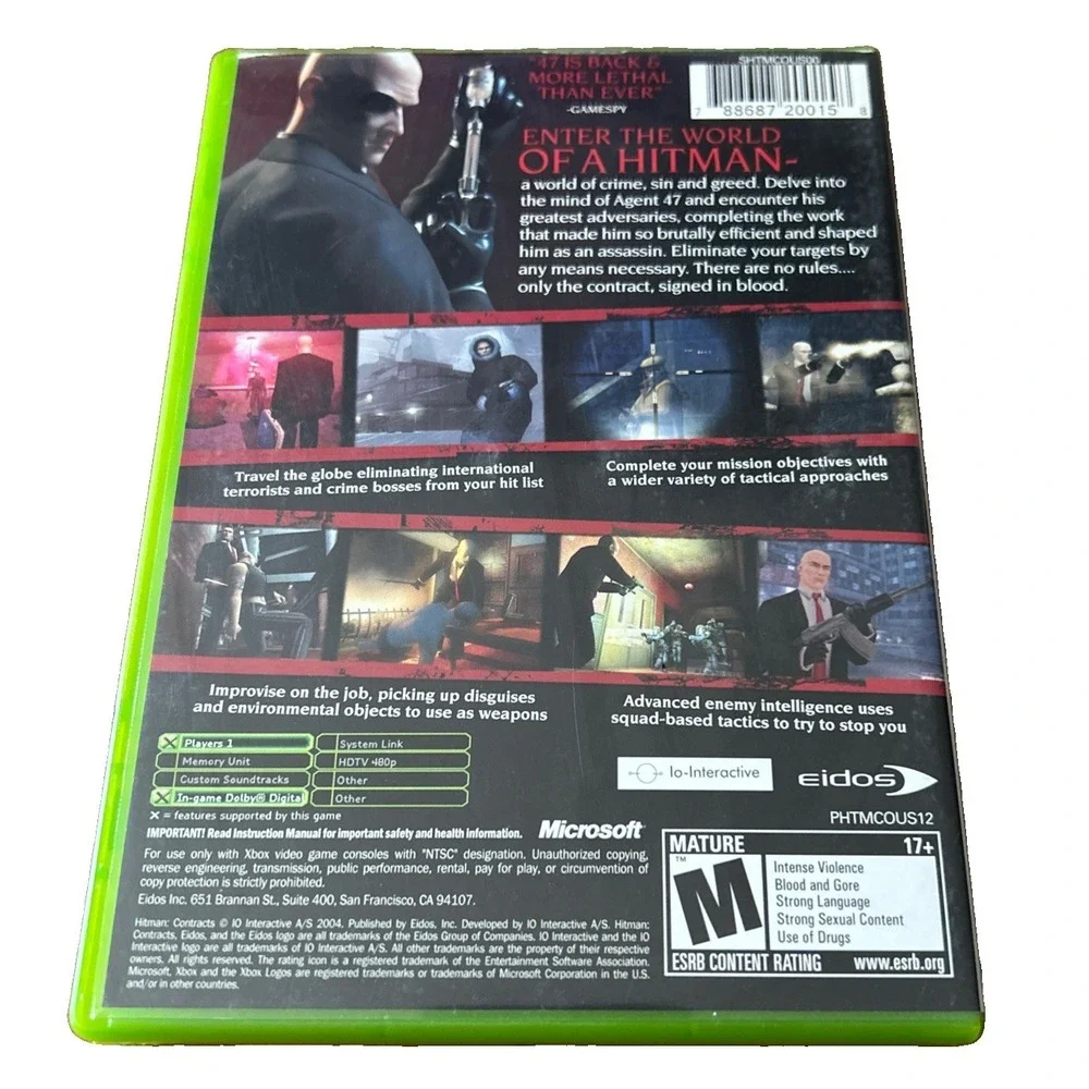 Hitman Contracts Xbox Video Game Complete With Manual CIB